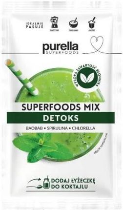 Purella Superfood Food Beraw Copy Of Mieszanka Detox Mix Baobab Spirulina Chlorella Sproszkowane Bio 21g