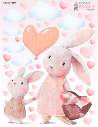 Naklejki na ścianę dla dziewczynki - dwa króliki - MagicalRoom®