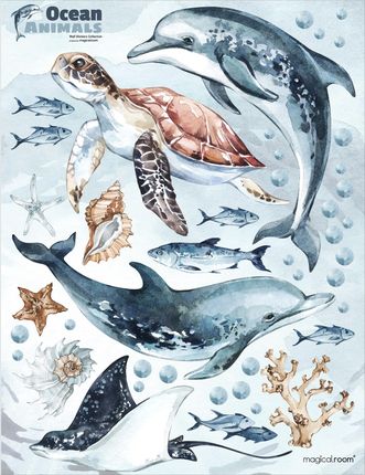 Naklejki na ścianę - delfiny, żółw i zwierzęta morskie - MagicalRoom®