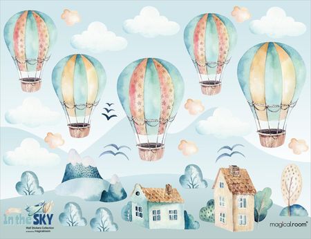Naklejki na ścianę dla chłopca - latające balony - MagicalRoom®