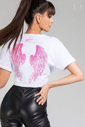 Bawełniana bluzka ze skrzydłami anioła (Biały, XS/S)