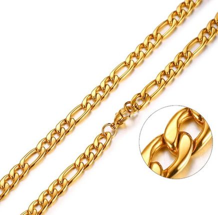 Steelova Złoty 18k Łańcuszek Figaro ze Stali (4,5 mm)