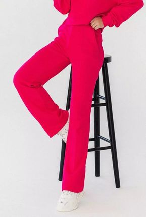 Dresowe spodnie z szerokimi nogawkami z przeszyciami (Różowy, XS/S)