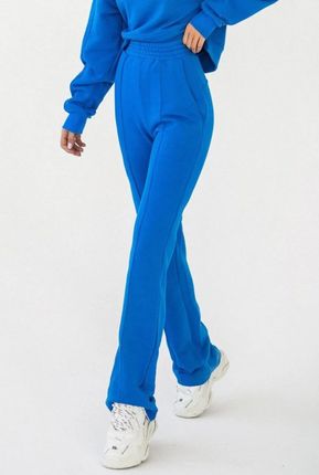 Dresowe spodnie z szerokimi nogawkami z przeszyciami (Niebieski, M/L)