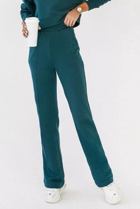 Dresowe spodnie z szerokimi nogawkami z przeszyciami (Zielony, XS/S)