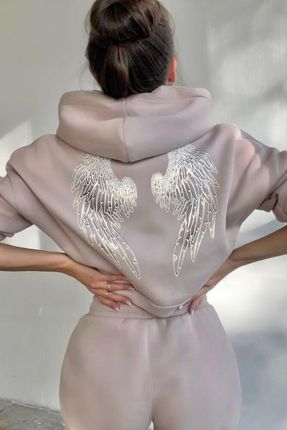 Damska bluza ze skrzydłami na plecach (Beżowy, XS)
