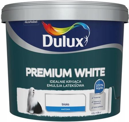 Dulux Farba Lateksowa Premium White 2,5l