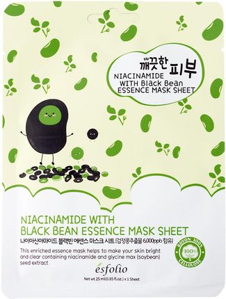 Esfolio Pure Skin Niacinamide Black Bean Essence Mask Sheet Maseczka W Płachcie 25 ml