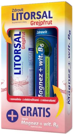 Natur Produkt Zdrovit Litorsal Smak Grejpfrutowy 24tabl. Musujące + Magnez Witamina B6 Cytrynowy 24tabl. Musujące