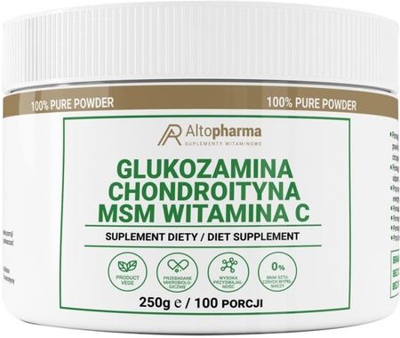 Alto Pharma Glukozamina Complex wegańska chondroityna z alg MSM witamina C proszek 250g