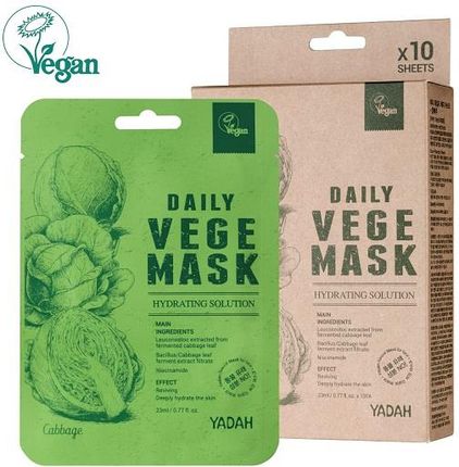 Yadah Daily Vege Mask Cabbage Nawilżająca Maska W Płachcie 23 ml