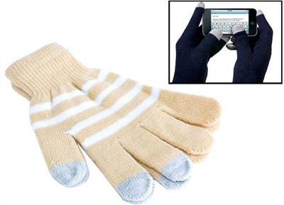 Rękawiczki dotykowe do telefonu smartfonu beżowe