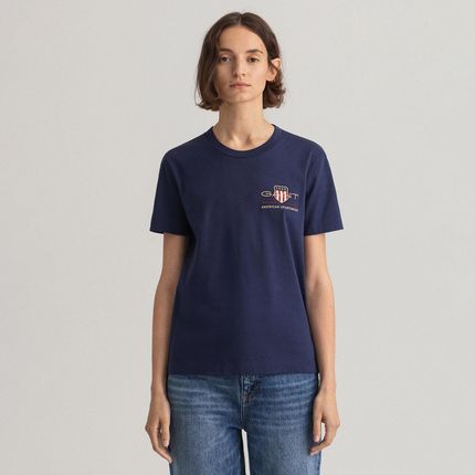 Damska Koszulka z krótkim rękawem Gant Archive Shield SS T-Shirt 4200417.433 – Niebieski