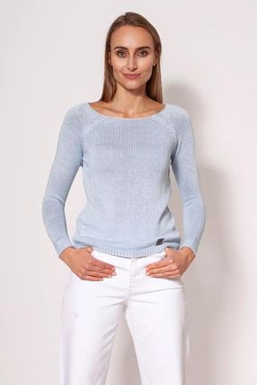 Dopasowany sweterek z raglanowymi rękawami (Błękitny, S)