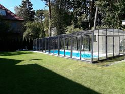Eleganckie zadaszenie basenowe wysokie CASABLANCA XL 15,37 x 6,00 x 2,50 poliwęglan lity pokrywa basenowa hala basenowa