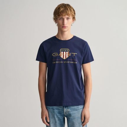 Męska Koszulka z krótkim rękawem Gant D2. Archive Shield SS T-Shirt 2003099.433 – Granatowy