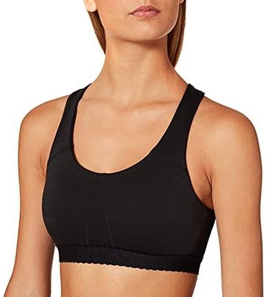 super.natural damski biustonosz sportowy ze skrzyżowanymi ramiączkami, z wełny merynosów, W Tara BRA 220, rozmiar: XL, kolor: czarny