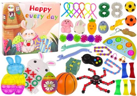 Leantoys Zestaw Zabawek Wielkanocnych Fidget Toys Pop It Squishy Antystresowe 42 Elementy