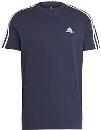 adidas, Essentials Single Jersey 3 Stripes, T-shirt, Legende Tint/biały, XL, męski