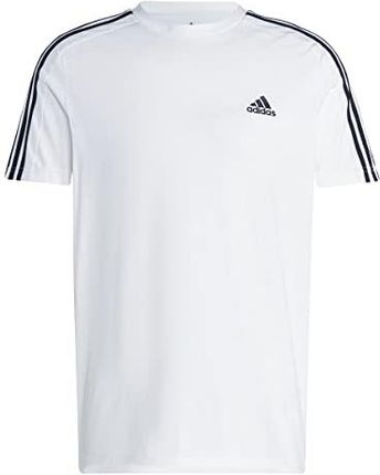 adidas, Essentials Single Jersey 3-Stripes, T-shirt, biało-czarny, XL, męski