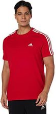 adidas, Essentials Single Jersey 3 Stripes, T-shirt, najlepszy szkarłat/biały, XL, męski