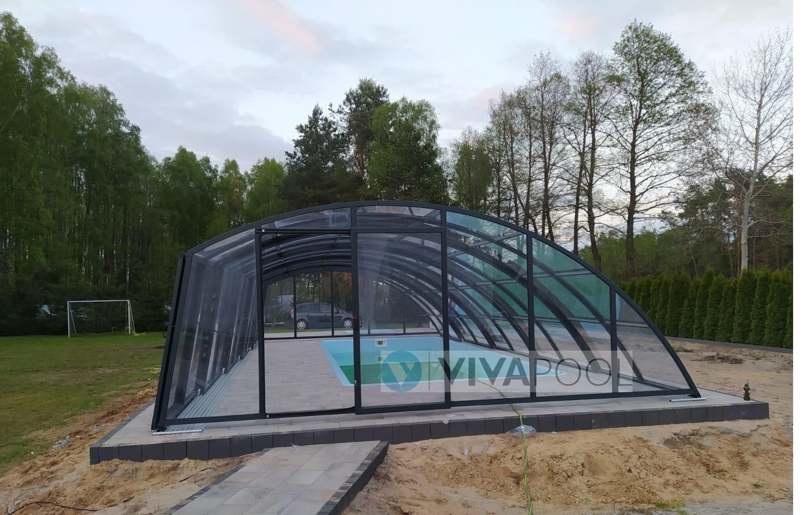 Eleganckie zadaszenie na basen wysokie OPTIMA I 12,70 x 5,20 x 2,40 ...