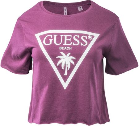 Damska Koszulka z krótkim rękawem Guess SS CN Logo Crop Tee E02I01Ja914-G4C8 – Fioletowy
