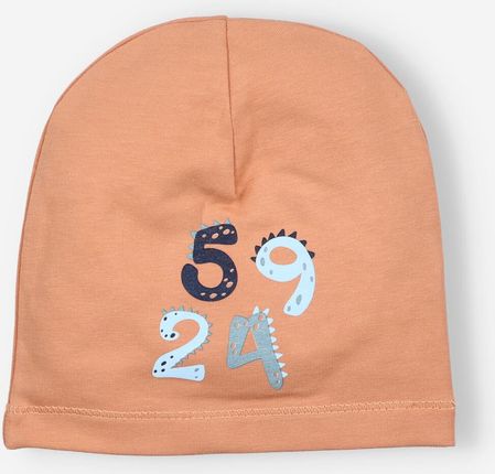Pomarańczowa czapka niemowlęca COLOUR NUMBERS z bawełny organicznej dla chłopca
