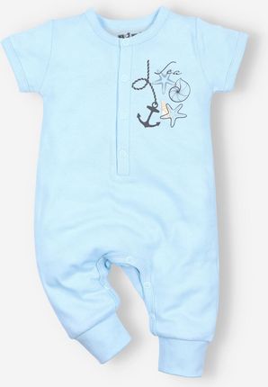 Błękitny rampers niemowlęcy SHELLS z bawełny organicznej dla chłopca