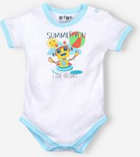 Białe body niemowlęce SUMMER ROBOTS z bawełny organicznej dla chłopca