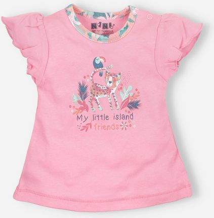 Różowy t-shirt niemowlęcy JUNGLE z bawełny organicznej dla dziewczynki