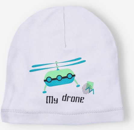 Czapka niemowlęca DRONE z bawełny organicznej dla chłopca