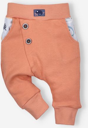 Pomarańczowe dwuwarstwowe spodnie KAMELEON z bawełny organicznej dla chłopca