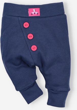 Granatowe spodnie niemowlęce PARYŻANKA z bawełny organicznej dla dziewczynki
