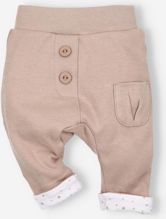 Kawowe spodnie niemowlęce STARS z bawełny organicznej dla dziewczynki