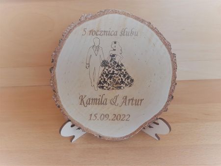 Duża drewniana pamiątka rocznica ślubu, urodzin 20 cm