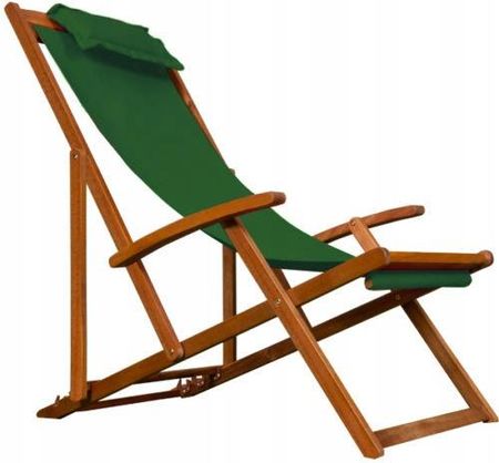 Drewniany Leżak Ogrodowy Fotel Krzesło Zielony