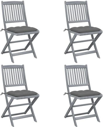 Składane Krzesła Ogrodowe 4szt. Z Poduszkami Akacjowe