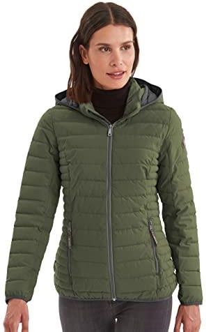New Giacca Women’s Removable Hood Midweight Quilted Jacket Size L - Mushroom