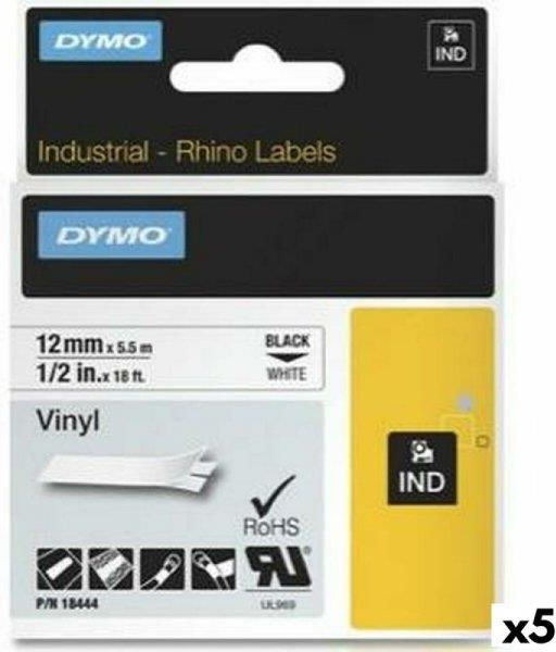 Ruban Laminé pour Etiqueteuses Rhino Dymo ID1-12 12 x 5,5 mm Noir Blanc Autocollants (5 Unités) main image 1