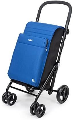 Carlett - Wózek na zakupy, składany wózek do supermarketu, z 4 kółkami odpornymi na deszcz i dużą pojemnością 32 kg, główną torbą 64L, termiczną 12L i