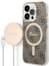 Etui Guess 4G Print Do Apple Iphone 14 Pro Max Brązowy + Ładowarka Magsafe
