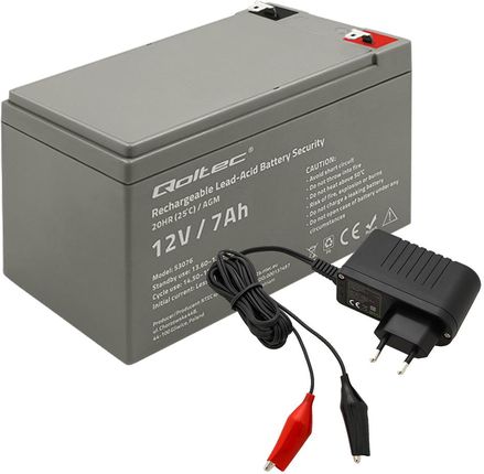 Akumulator AGM Qoltec 12V 7Ah max. 105A Security + ładowarka