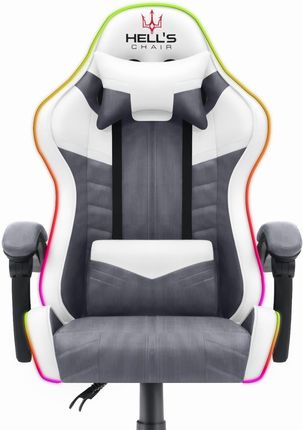 Hell's Chair HC-1004 LED Szary Biały Tkanina