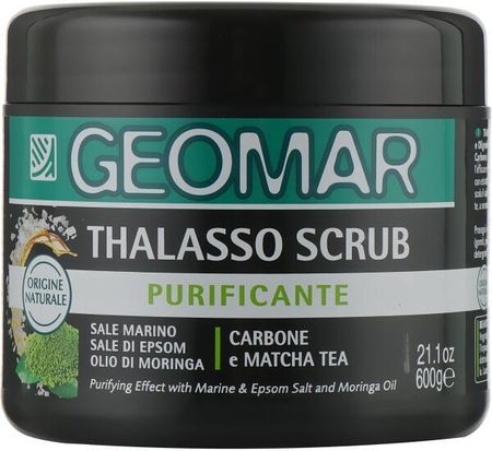 Geomar Thalasso Scrub Purificante Oczyszczający Scrub Do Ciała Z Solą Morską Olejem Moringa Węglem Aktywnym I Matchą 600 g
