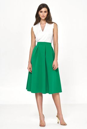 Rozkloszowana spódnica w minimalistycznym stylu (Zielony, S)