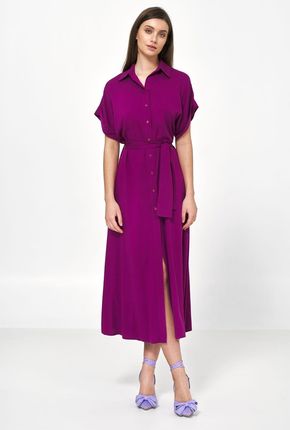 Sukienka Wiskozowa sukienka midi w kolorze pupury S221 Purpura - Nife