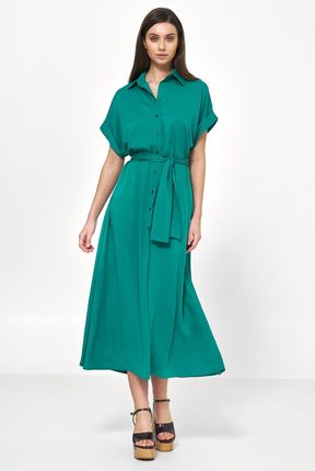 Sukienka Wiskozowa sukienka midi w zielonym kolorze S221 Green - Nife