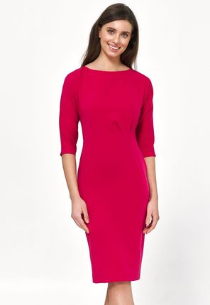Sukienka Różowa sukienka z asymetrycznymi draperiami S218 Pink - Nife