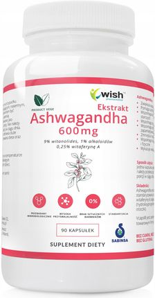 Kapsułki Wish Pharmaceutical Ashwagandha Extract 600Mg 9% 90 szt.